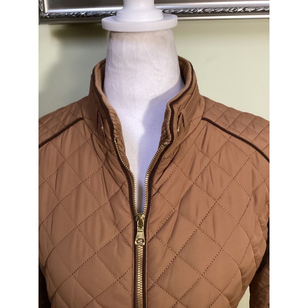 Love Tree Diamond Quilted Jacket Women’s Size M Brown Full Zip Lined Pockets - Picture 3 of 14